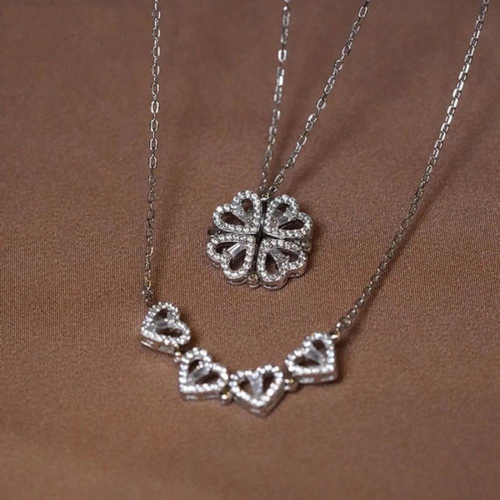🩶HOST PICK🩶 CONVERTIBLE Hearts Clover Necklace 2-in-1